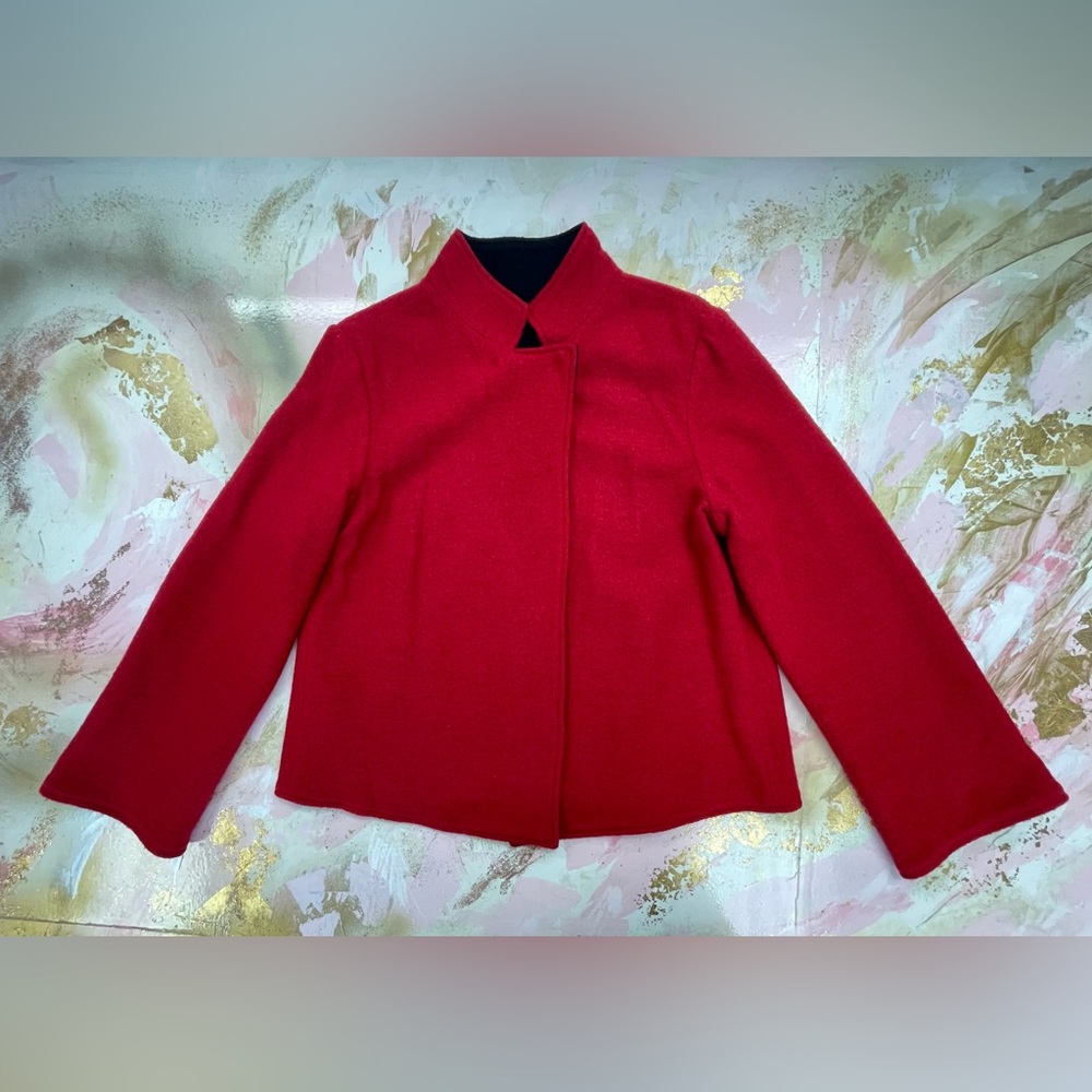 Black and red reversible wool blend jacket M